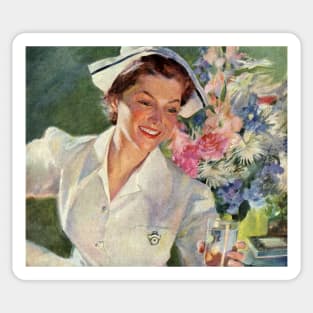 Vintage Science and Medicine, A Happy Nurse in Uniform Sticker